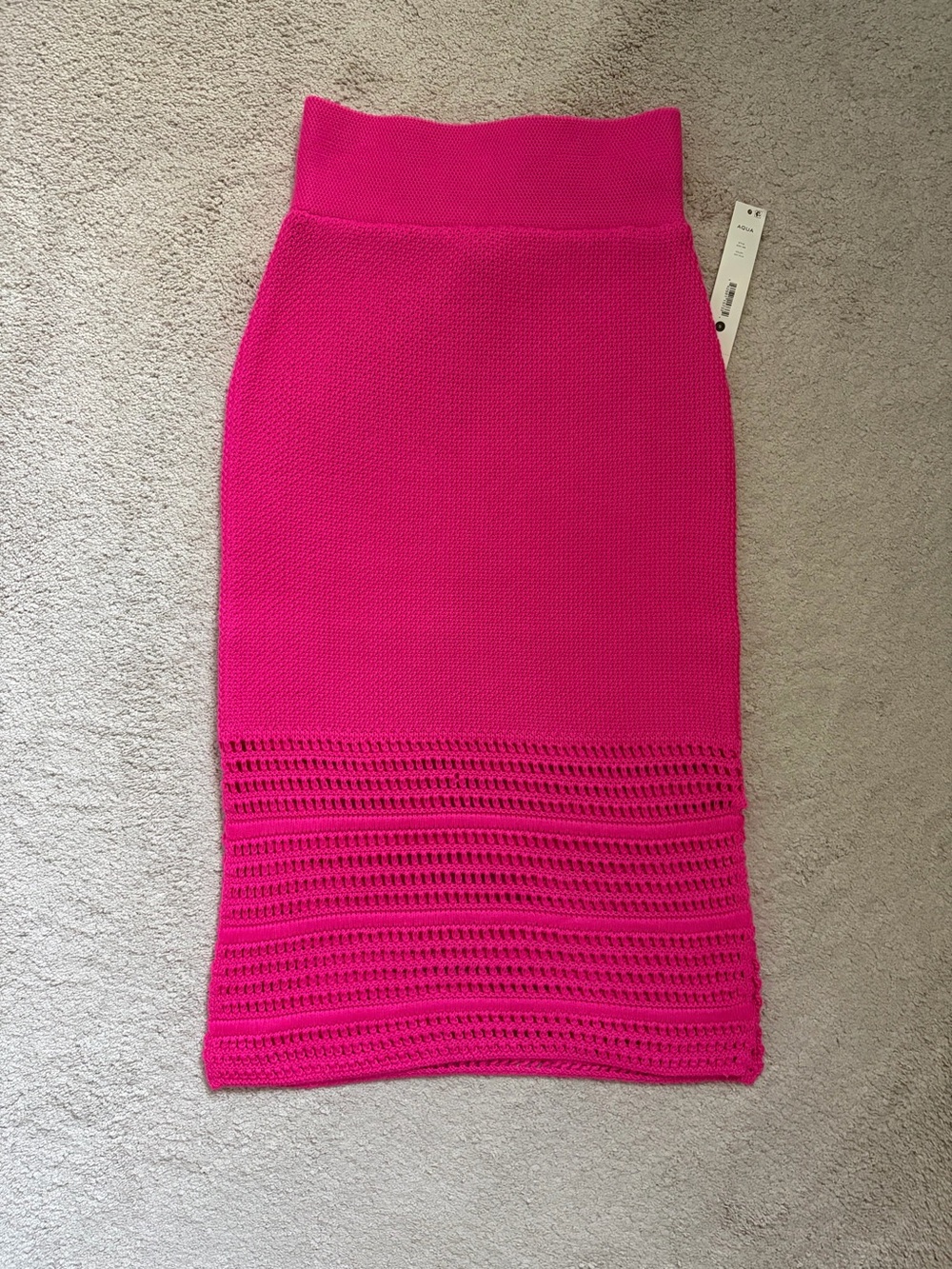 Aqua Bright Hot Pink Knit Pencil Skirt